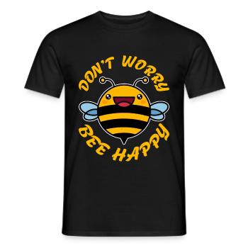 Don't Worry Bee Happy 32 - Men's T-Shirt - black - Front - AI Model Male 178 light (178cm)
