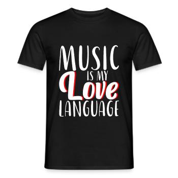 La musique est mon amour Langue 2 - T-shirt homme - noir - Devant - AI Model Male 178 light (178cm)