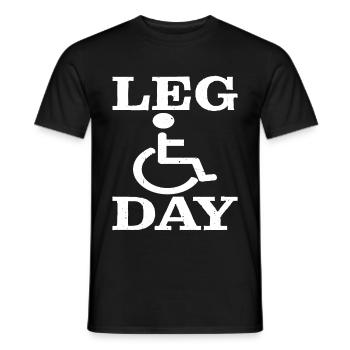 Leg Day Fauteuil roulant handicapé 23 - T-shirt homme - noir - Devant - AI Model Male 178 light (178cm)