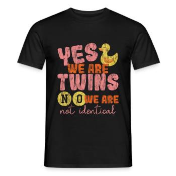 Yes, We Are Twins, No, We Are Not Identical 3 - Men's T-Shirt - black - Front - AI Model Male 178 light (178cm)