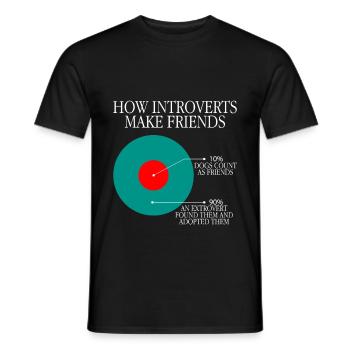 Comment les introvertis se font des amis 3 - T-shirt homme - noir - Devant - AI Model Male 178 light (178cm)