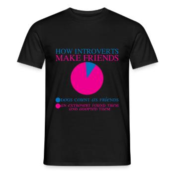 Comment les introvertis se font des amis 2 - T-shirt homme - noir - Devant - AI Model Male 178 light (178cm)