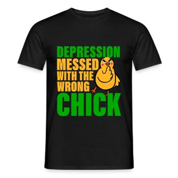 Depression Messed With The Wrong Chick 3 - Men's T-Shirt - black - Front - AI Model Male 178 light (178cm)