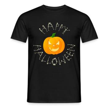 happy halloween aus skeletten mit kürbis - Männer T-Shirt - Schwarz - Vorne - AI Model Male 178 light (178cm)