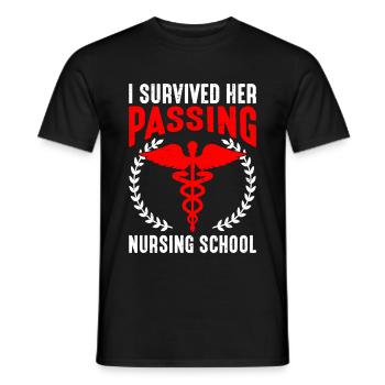 J’ai survécu à son décès à l’école d’infirmières 18 - T-shirt homme - noir - Devant - AI Model Male 178 light (178cm)