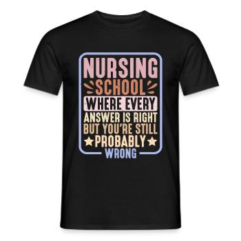 École d’infirmières où chaque réponse est juste 2 - T-shirt homme - noir - Devant - AI Model Male 178 light (178cm)