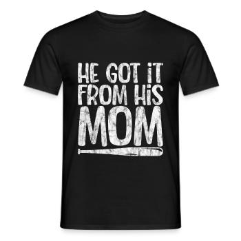 Il l’a obtenu de sa mère 3 - T-shirt homme - noir - Devant - AI Model Male 178 light (178cm)