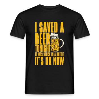 I saved a beer tonight, it was stuck in a bottle 4 - Men's T-Shirt - black - Front - AI Model Male 178 light (178cm)