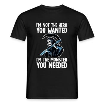 Not The Hero You Wanted, The Monster You Needed 2 - Männer T-Shirt - Schwarz - Vorne - AI Model Male 178 light (178cm)