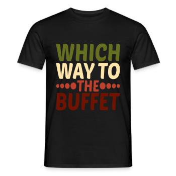 Which Way To The Buffet 19 - Männer T-Shirt - Schwarz - Vorne - AI Model Male 178 light (178cm)