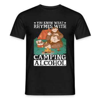 You Know What Rhymes With Camping, Alcohol 2 - Männer T-Shirt - Schwarz - Vorne - AI Model Male 178 light (178cm)