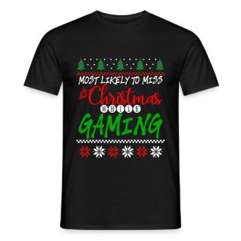 Most Likely To Miss Christmas While Gaming 4 - Men's T-Shirt - black - Front - AI Model Male 178 light (178cm)