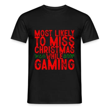 Most Likely To Miss Christmas While Gaming 2 - Men's T-Shirt - black - Front - AI Model Male 178 light (178cm)