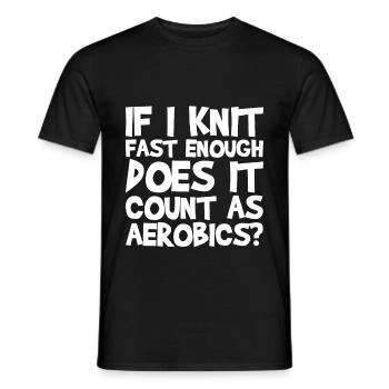 Si je tricote assez vite, est-ce que cela compte comme de l’aérobic - T-shirt homme - noir - Devant - AI Model Male 178 light (178cm)