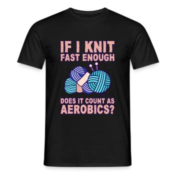 Si je tricote assez vite, est-ce que cela compte comme de l’aérobic 2 ? - T-shirt homme - noir - Devant - AI Model Male 178 light (178cm)