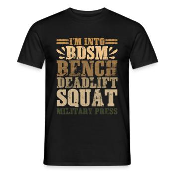 Im dans BDSM banc squat soulevé de terre presse militaire17 - T-shirt homme - noir - Devant - AI Model Male 178 light (178cm)