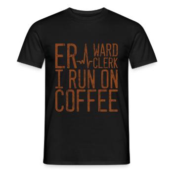 Er Ward Clerk I Run On Coffee 3 - Männer T-Shirt - Schwarz - Vorne - AI Model Male 178 light (178cm)