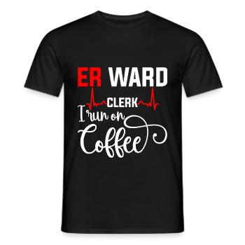Er Ward Clerk I Run On Coffee 4 - Männer T-Shirt - Schwarz - Vorne - AI Model Male 178 light (178cm)