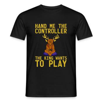 Hand Me The Controller, The King Wants To Play 4 - Männer T-Shirt - Schwarz - Vorne - AI Model Male 178 light (178cm)