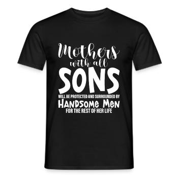 Mothers with all sons will be protected 4 - Men's T-Shirt - black - Front - AI Model Male 178 light (178cm)