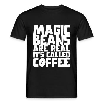 Magic Beans Are Real, It's Called Coffee - Men's T-Shirt - black - Front - AI Model Male 178 light (178cm)