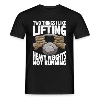 Two Things I Like, Lifting Heavy, Not Running 5 - Men's T-Shirt - black - Front - AI Model Male 178 light (178cm)