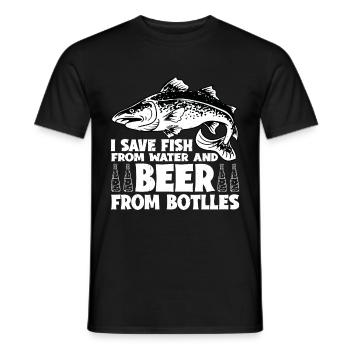 Je sauve le poisson de l’eau et la bière des bouteilles 3 - T-shirt homme - noir - Devant - AI Model Male 178 light (178cm)