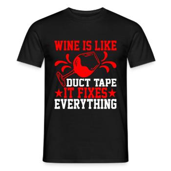 Le vin est comme du ruban adhésif, il répare tout - T-shirt homme - noir - Devant - AI Model Male 178 light (178cm)