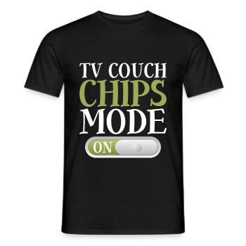 Tv Canapé Chips Mode On 4 - T-shirt homme - noir - Devant - AI Model Male 178 light (178cm)