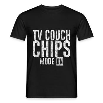 Tv Canapé Chips Mode On 3 - T-shirt homme - noir - Devant - AI Model Male 178 light (178cm)