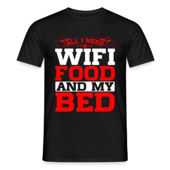 Tout ce dont j’ai besoin, c’est du wifi, de la nourriture et de mon lit 4 - T-shirt homme - noir - Devant - AI Model Male 178 light (178cm)