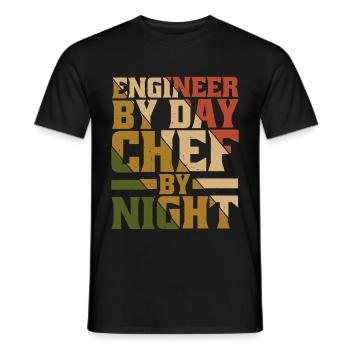 Ingénieur le jour, Chef le soir 9 - T-shirt homme - noir - Devant - AI Model Male 178 light (178cm)