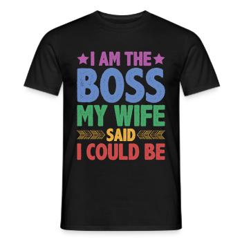 Je suis le patron - ma femme a dit que je pouvais avoir 9 ans - T-shirt homme - noir - Devant - AI Model Male 178 light (178cm)