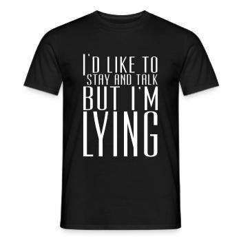 J’aimerais rester et parler mais je mens - T-shirt homme - noir - Devant - AI Model Male 178 light (178cm)
