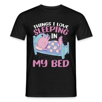 Les choses que j’aime, dormir dans mon lit 10 - T-shirt homme - noir - Devant - AI Model Male 178 light (178cm)