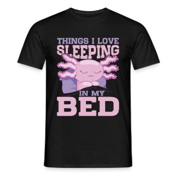 Les choses que j’aime, dormir dans mon lit 9 - T-shirt homme - noir - Devant - AI Model Male 178 light (178cm)