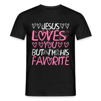 Jésus t’aime mais je suis son préféré 7 - T-shirt homme - noir - Devant - AI Model Male 178 light (178cm)