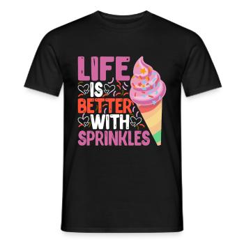 La vie est meilleure avec Sprinkles 17 - T-shirt homme - noir - Devant - AI Model Male 178 light (178cm)