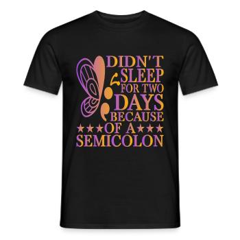 Je n’ai pas dormi pendant deux jours à cause d’un point-virgule 2 - T-shirt homme - noir - Devant - AI Model Male 178 light (178cm)