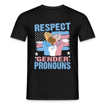 Respect Gender Pronouns 3 - Men's T-Shirt - black - Front - AI Model Male 178 light (178cm)