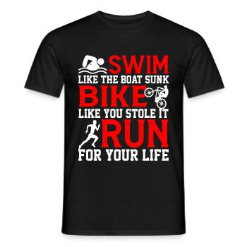 Swim Like The Boat Sunk, Bike Like You Stole It 2 - Men's T-Shirt - black - Front - AI Model Male 178 light (178cm)