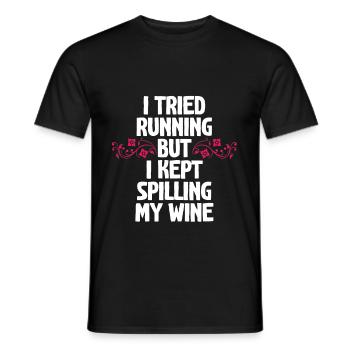 I Tried Running But I Kept Spilling My Wine - Men's T-Shirt - black - Front - AI Model Male 178 light (178cm)