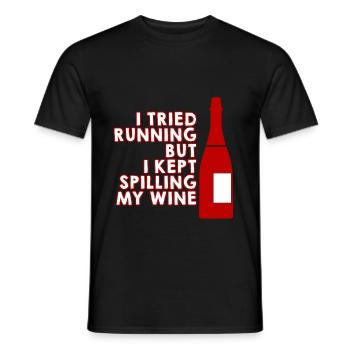 I Tried Running But I Kept Spilling My Wine 4 - Men's T-Shirt - black - Front - AI Model Male 178 light (178cm)