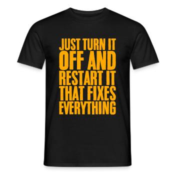 Il suffit de l’éteindre et de le redémarrer - T-shirt homme - noir - Devant - AI Model Male 178 light (178cm)