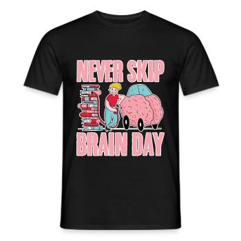 Never Skip Brain Day 4 - Men's T-Shirt - black - Front - AI Model Male 178 light (178cm)