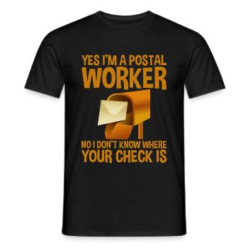 Postier, je ne sais pas où est ton chèque 2 - T-shirt homme - noir - Devant - AI Model Male 178 light (178cm)