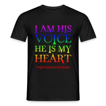 I Am His Voice, He Is My Heart #specialneedsmom - Männer T-Shirt - Schwarz - Vorne - AI Model Male 178 light (178cm)