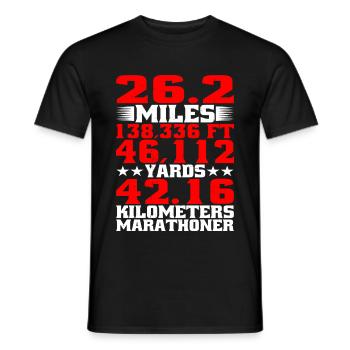 26,2 milles 138 336 pi 46 112 verges 42,16 km - T-shirt homme - noir - Devant - AI Model Male 178 light (178cm)
