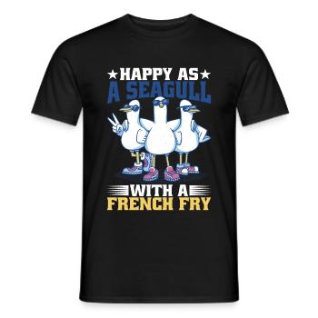 Happy As A Seagull With A French Fry - Men's T-Shirt - black - Front - AI Model Male 178 light (178cm)