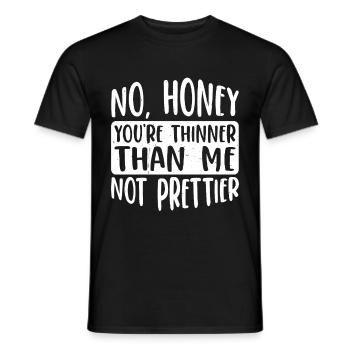 Non, chérie, tu es plus mince que moi, pas plus jolie 4 - T-shirt homme - noir - Devant - AI Model Male 178 light (178cm)